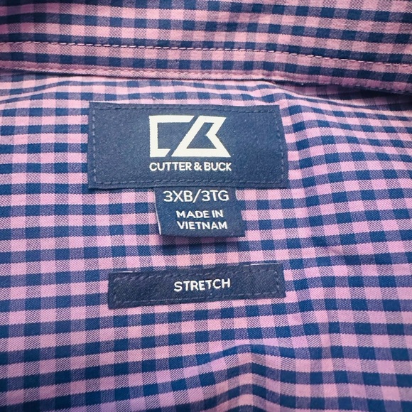 Cutter & Buck Big Tall Anchor Short Sleeve Button Down - Mens Size 3XB Gingham - Picture 5 of 5